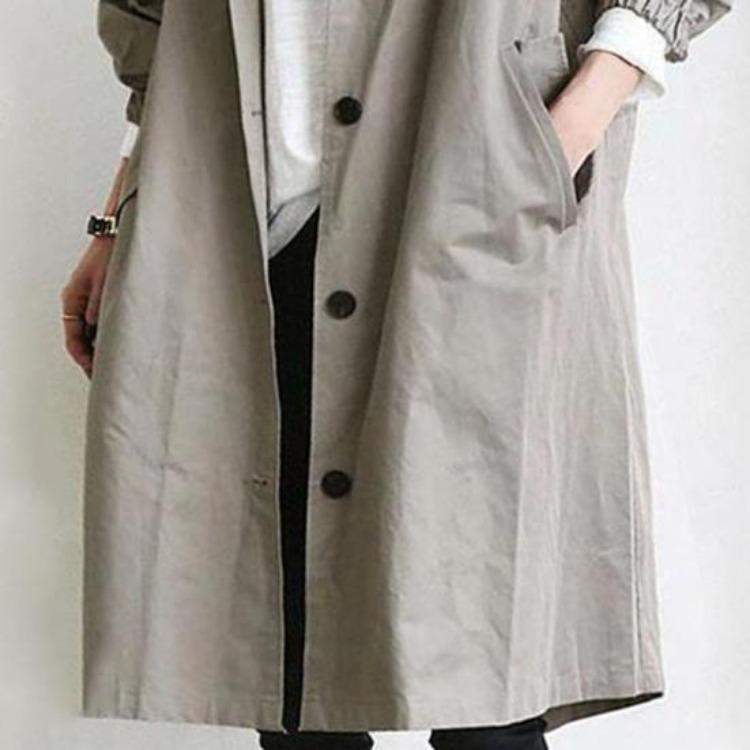 Lightweight Windproof Womens Elegant Trench Coat Double Breasted Plus Size Mid Length Solid Color