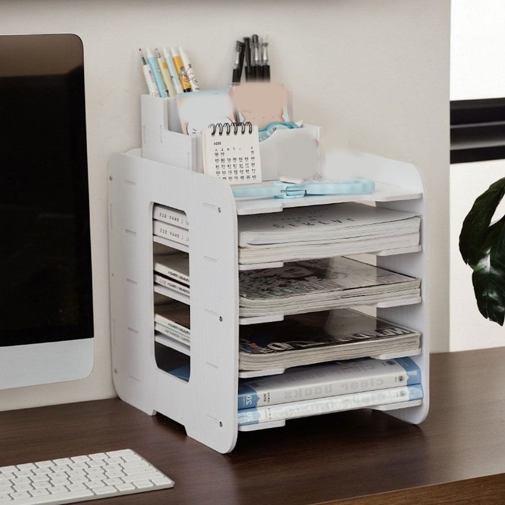 Large Capacity Multi-layer File Storage Rack Space Saving File Holder Desk Organizer  for Home