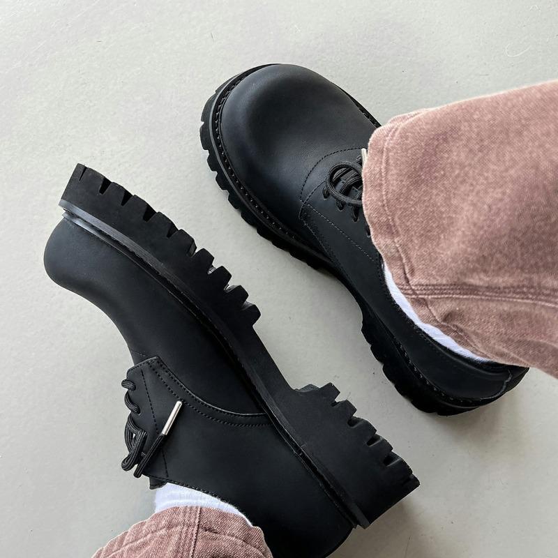 Derby Shoes Women's Platform Microfiber Casual Leather Shoes Mickey Element Shoes Rubber Non-slip Quality Inspection Certification Youth Trend