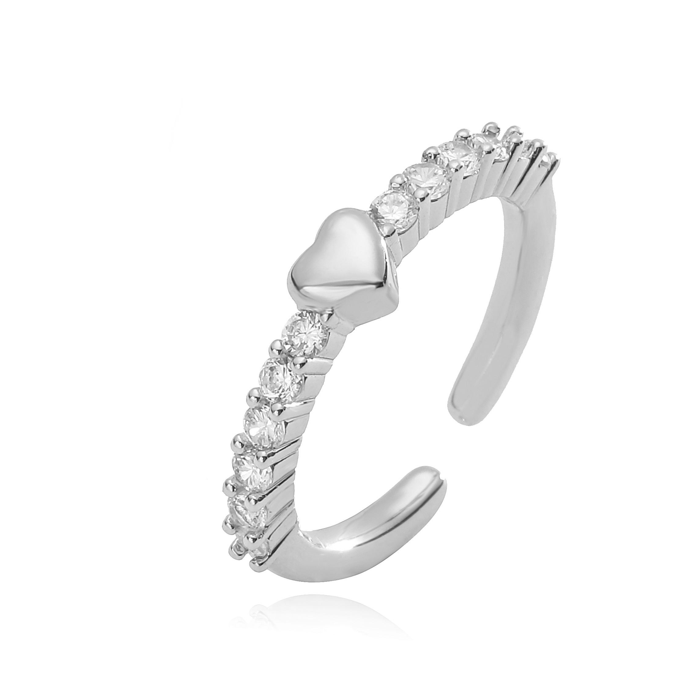 

18K Gold Plated Brass CZ Open Ring For Women Sparkling Cubic Zirconia Adjustable Stackable Statement Fine Zircon Gift