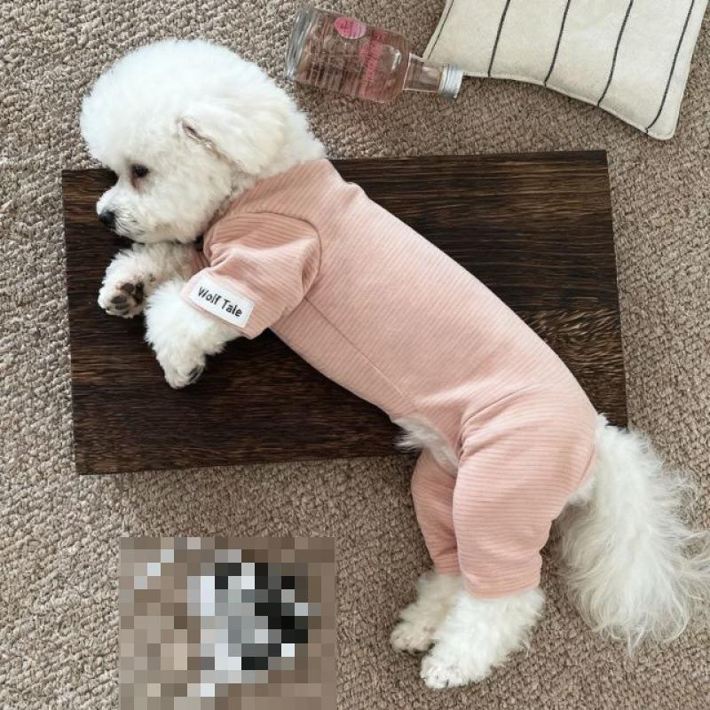 Neutral stil Husdjur Höst och Vinter Basplagg Liten Hund Teddybjörn Randig Jumpsuit med Fyra Ben Varm Bekväm Lätt Lyx Mjukt Husdjurskläder