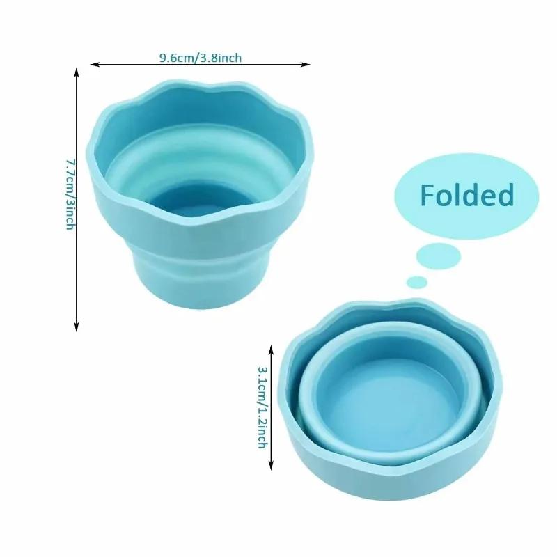 Silicone Watercolor Paint Washing Bucket Portable Scalable Telescopic Cup Folding Brush Washer Collapsible Paint Brush Cleaner