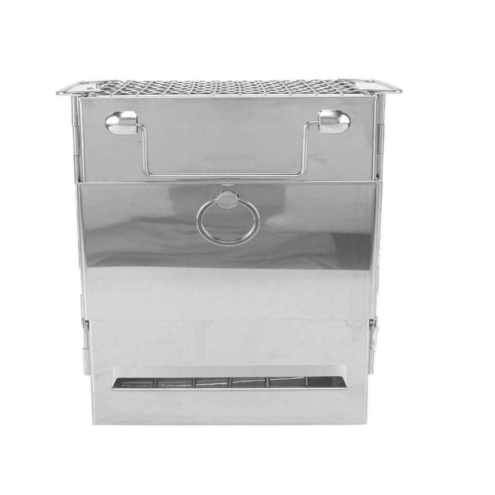 With Grill Camping Wood Stove Folding Box Stove Portable Wood Burning Stove  Hiking