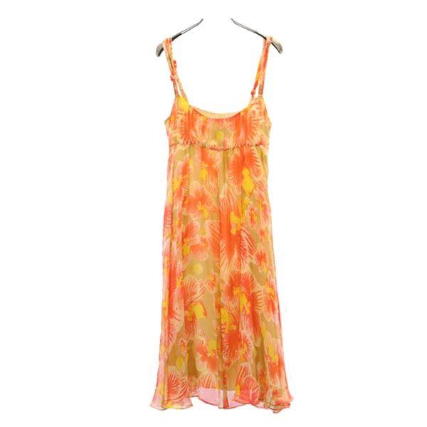 Diane von Furstenberg Silk Floral Cami One Piece 2 Orange Series Women Used