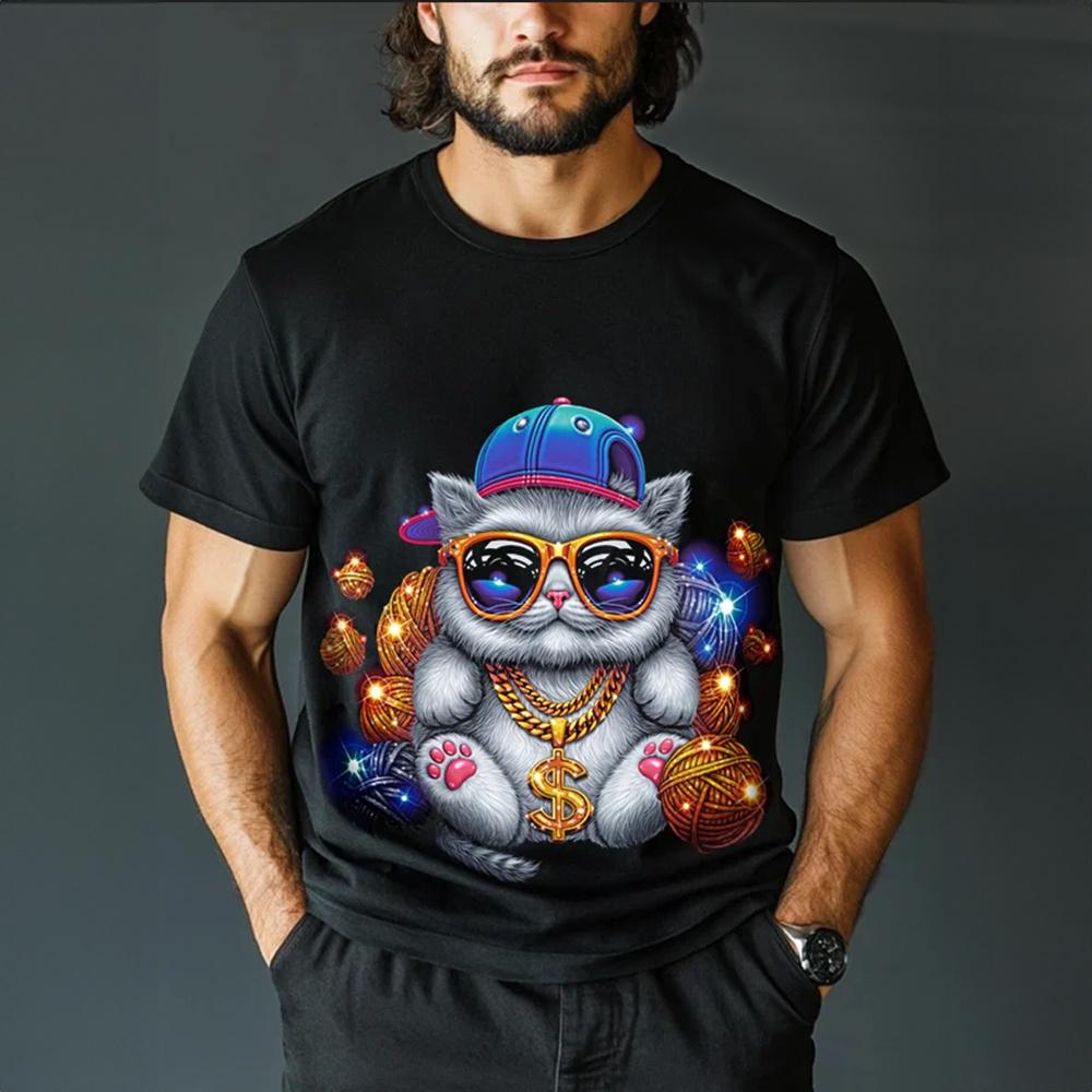 Vintage T-shirt For Men  Animal Russian Tiger Lion Print T Shirts Short Sleeve Tee Casual Streetwear Oversized Men Clothing Tops