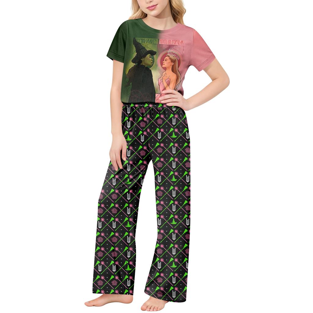 Children's Short-Sleeve Printed Two-Piece Pajama Set With T-Shirt And Pants