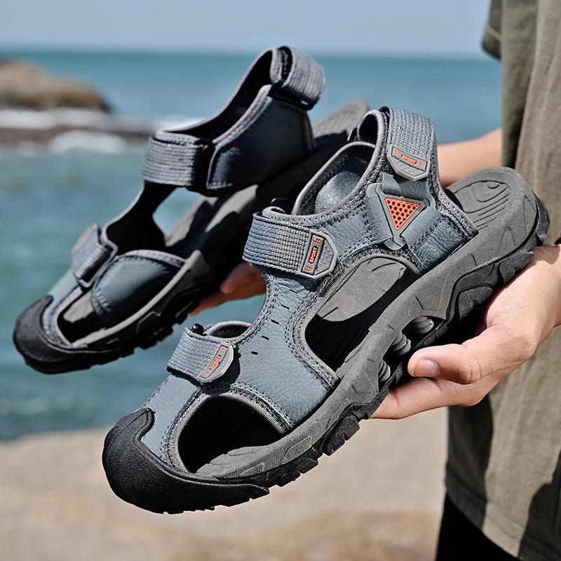 Summer Men Sandals Genuine Leather Mens Casual Shoes Outdoor Men Leather Sandals for Men Beach Shoes Roman Mens Shoes