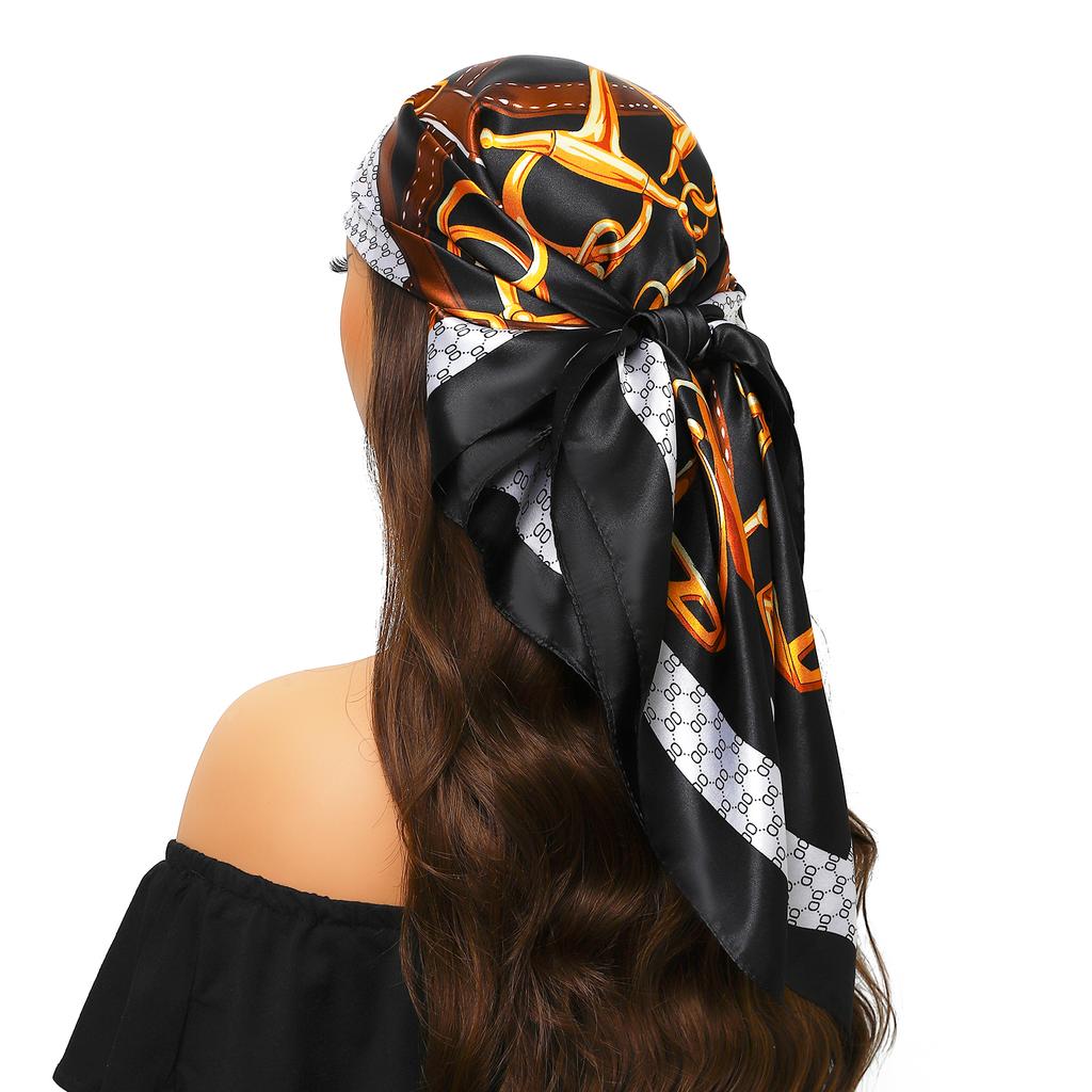 Silk Scarves Women Luxury Brand Summer Fashion Designer Head/Hair Scarf 90*90cm Hijab Bandana Cheveux Foulard Femme 90X90CM