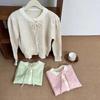 2025 Spring and Autumn Korean New Sweet Knitted Cardigan Gentle Wind Lace-up Bow Color Matching Sweater Jacket Women