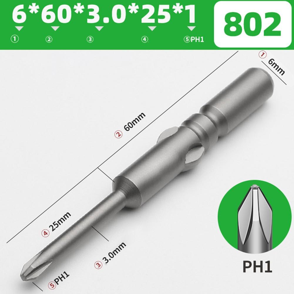 802 Electric Cross Screwdriver Bit Set with PH0 PH1 PH2 Heads 60 200mm