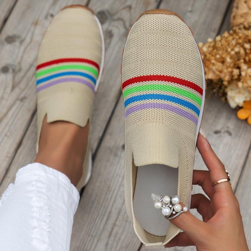 Large-size Fly-woven Single Shoes, Casual Flat-soled Sports Shoes, Comfortable and Lightweight, Foreign Trade Lazy One-pedal Single Shoes