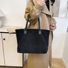 Korean Style Large Capacity Corduroy Tote - Autumn/Winter Fashion Commuter Shoulder Bag