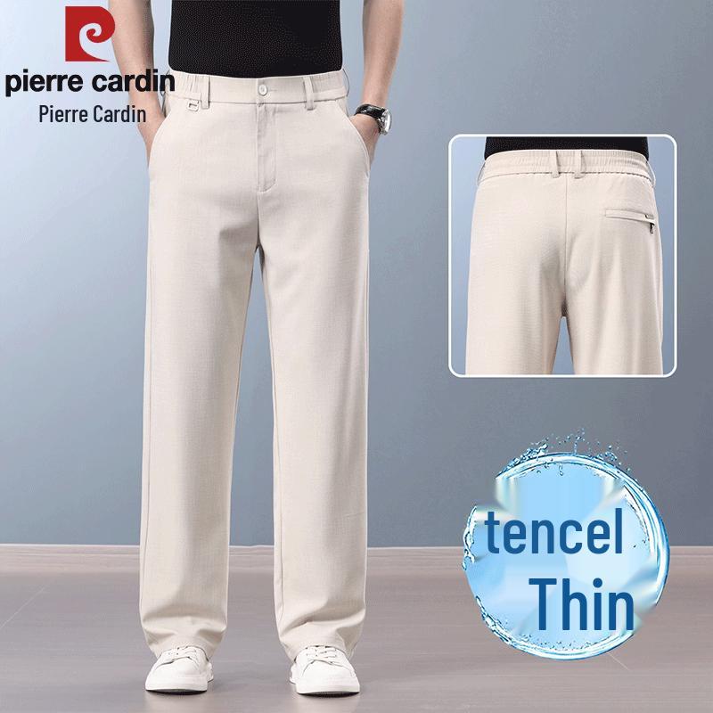 Pierre Cardin Men's Wrinkle-Resistant Tencel Linen Blend Straight-Leg Casual Pants