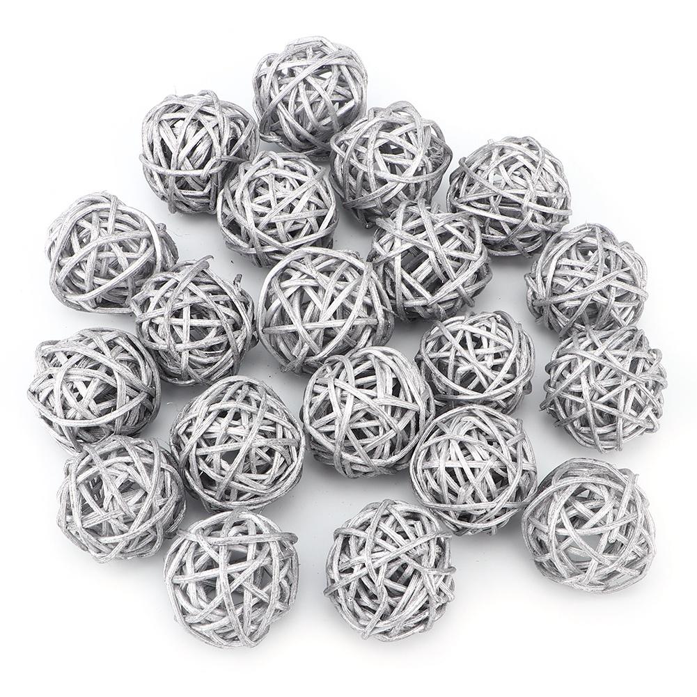 20Pcs Rattan Balls for Garden Wedding Party Christmas Decoration(Silver)