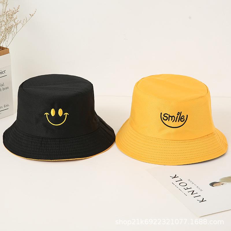 Double-sided fisherman's basin hat women's hat fashion letter embroidery quality hat personality trend hat