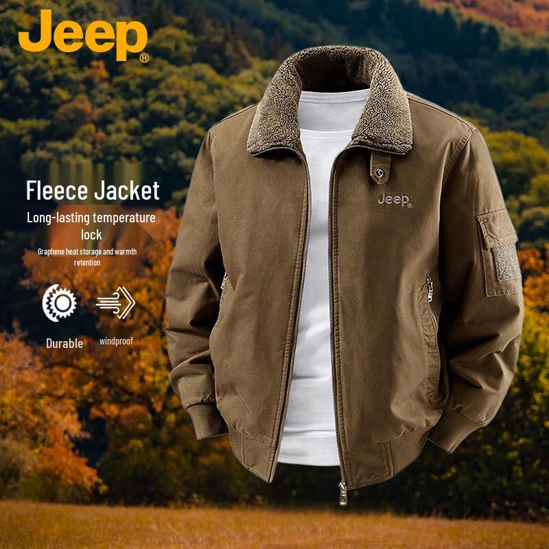 Jeep Herren Warme Fleece-Arbeitsjacke im amerikanischen Stil