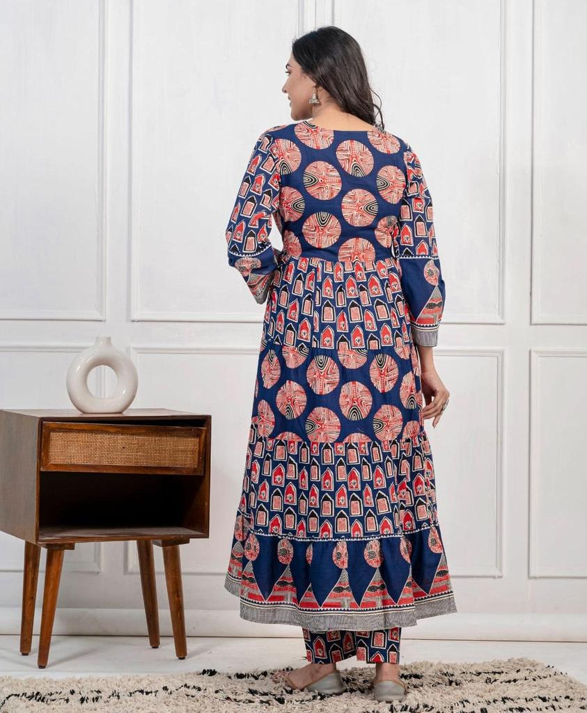 Indian Pakistani Designer Angrakha Style Kurti Pant Dupatta Set Party Wear Bollywood Salwar Suit