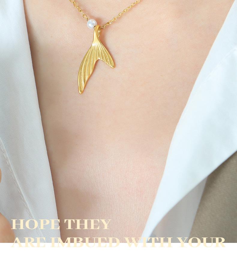 Mermaid Faux Pearl Necklace: Trendy Japanese-Korean Design In Gold-Plated Titanium Steel