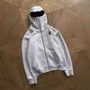 Unisex Crew Neck Long Sleeve Zip Up Oversized Streetwear Embroidered Hoodie Zip Jacket