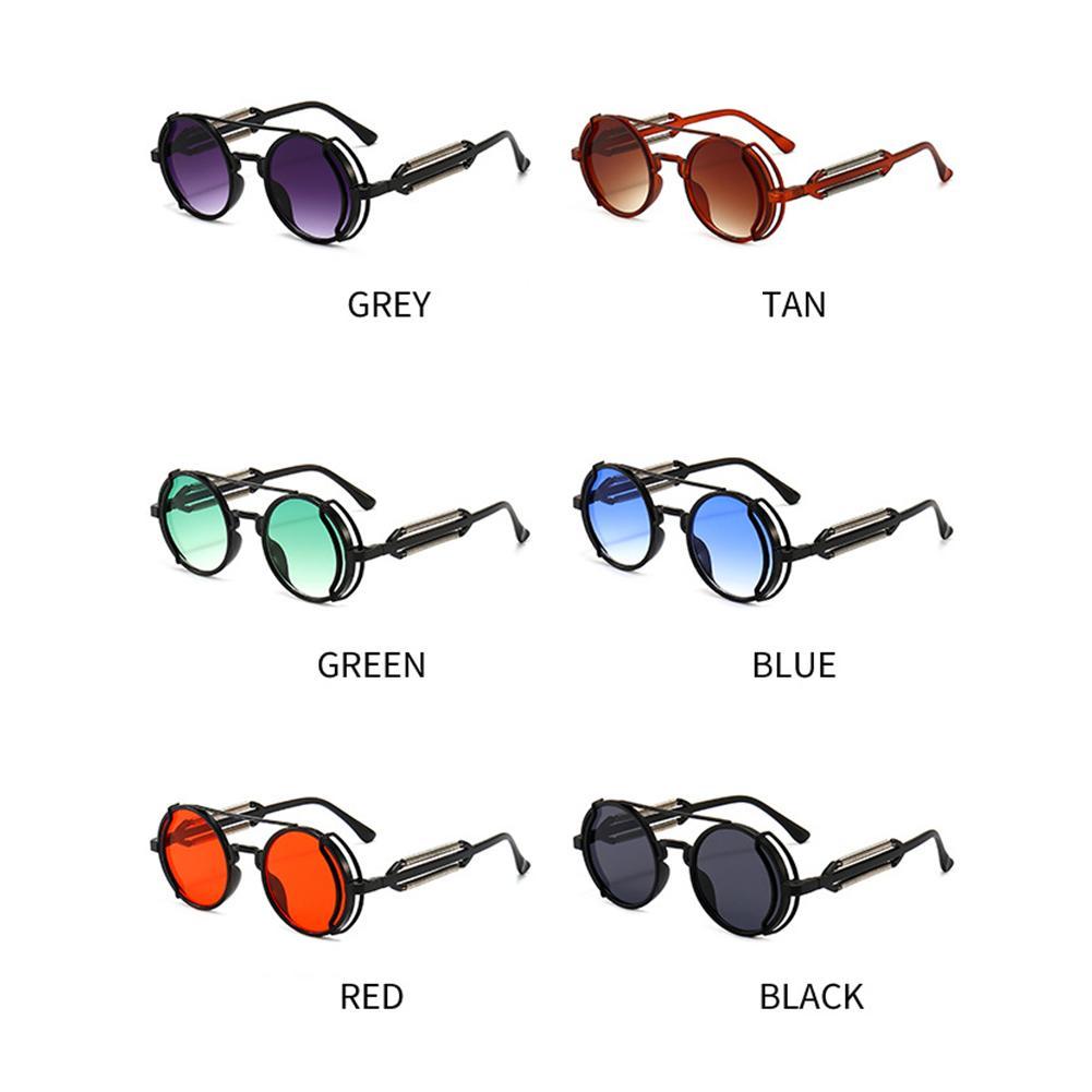 Round Frame Punk Sunglasses Retro Avant-garde Trend European/American And Hollow Men Colorful S B4W8