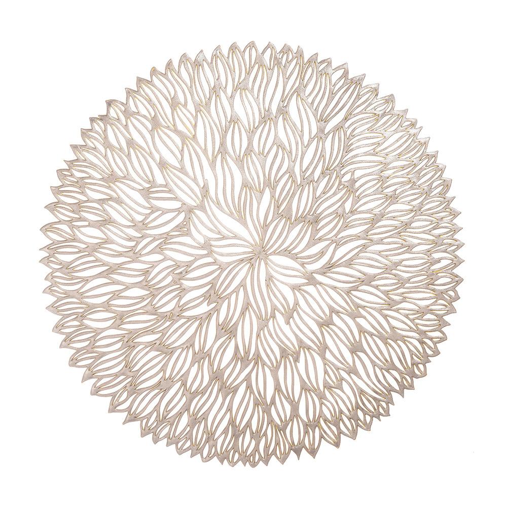 Simple Mesh Flower Placemat European Style  Gold PVC Hollow Coffee Dining Table Decorative Mat Steak Tray Mat Coaster