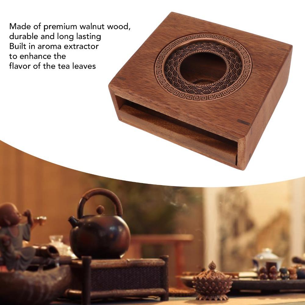 Walnut Teapot Tea Warmer Chinese Style Teapot Warmer Durable Candle Tea Warmer  Heating Tea