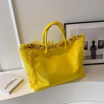 2024 Herbst/Winter Koreanische Quaste Canvas Tote - Große Kapazität, Schlichter Stil, für Studentinnen, Pendlerinnen, Schultertrage.