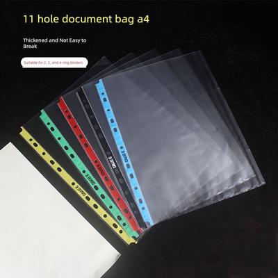 Color File Transparent 234-Hole Folder Punching Loose-Leaf Bag 11-Hole Thick Information Bag Protection Assorted Storage Bags