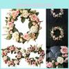 Exquisite Artificial Peony Rose Flower Hanging Door Garland Wreath For Parties