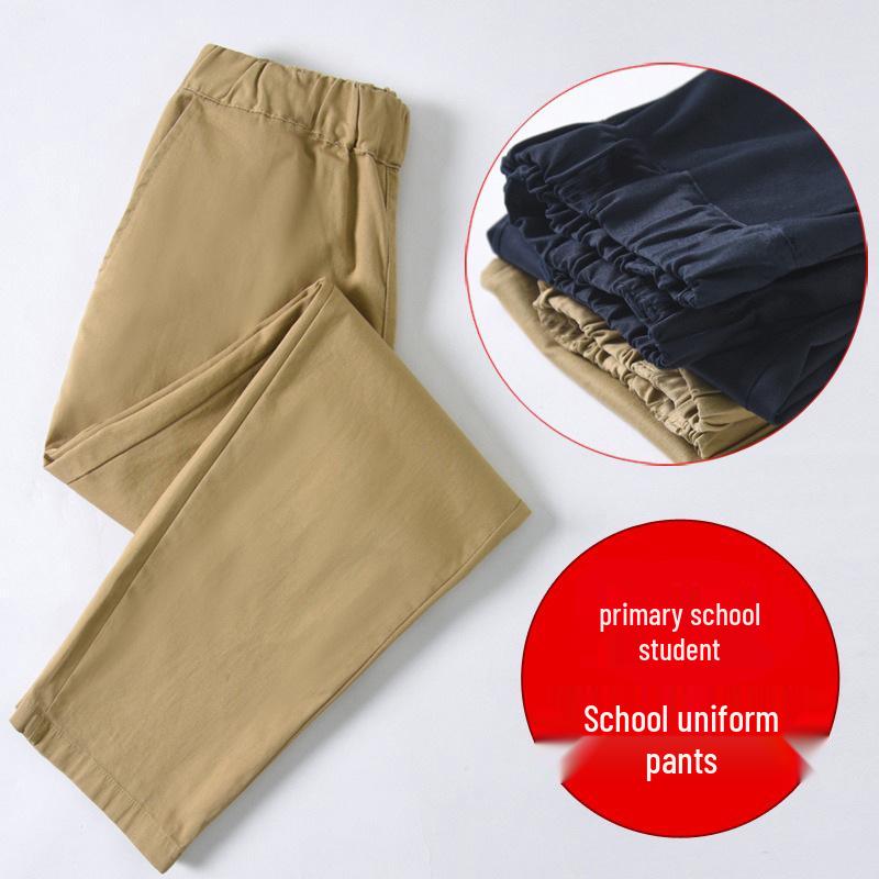 Children's Khaki and Navy School Uniform Pants – Pure Cotton, Performance, Loose Fit