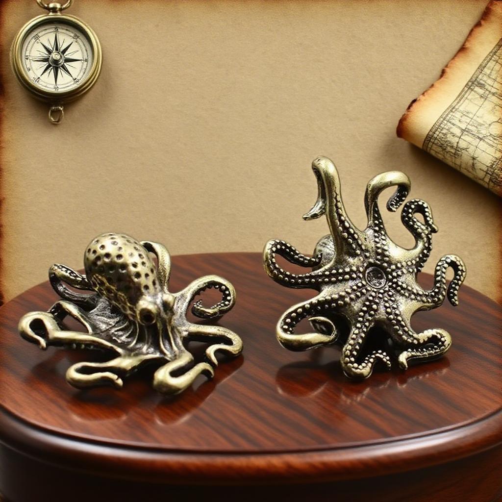 Messing Oktopus Heimdekoration Antik Kupfer Tierfiguren Miniaturen Schreibtisch Ornament Zubehör Kreativer Tisch Tee Haustiere Handwerk