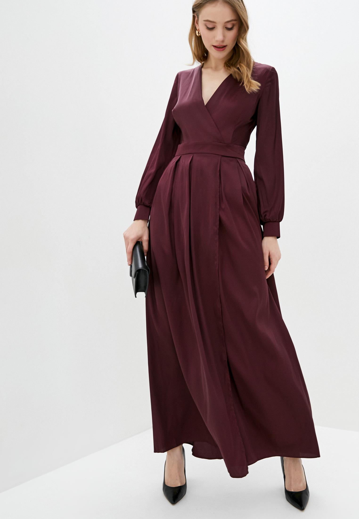 

Довга сукня з кроєм на запах ISSA Plus M багаті maroon кольоровий