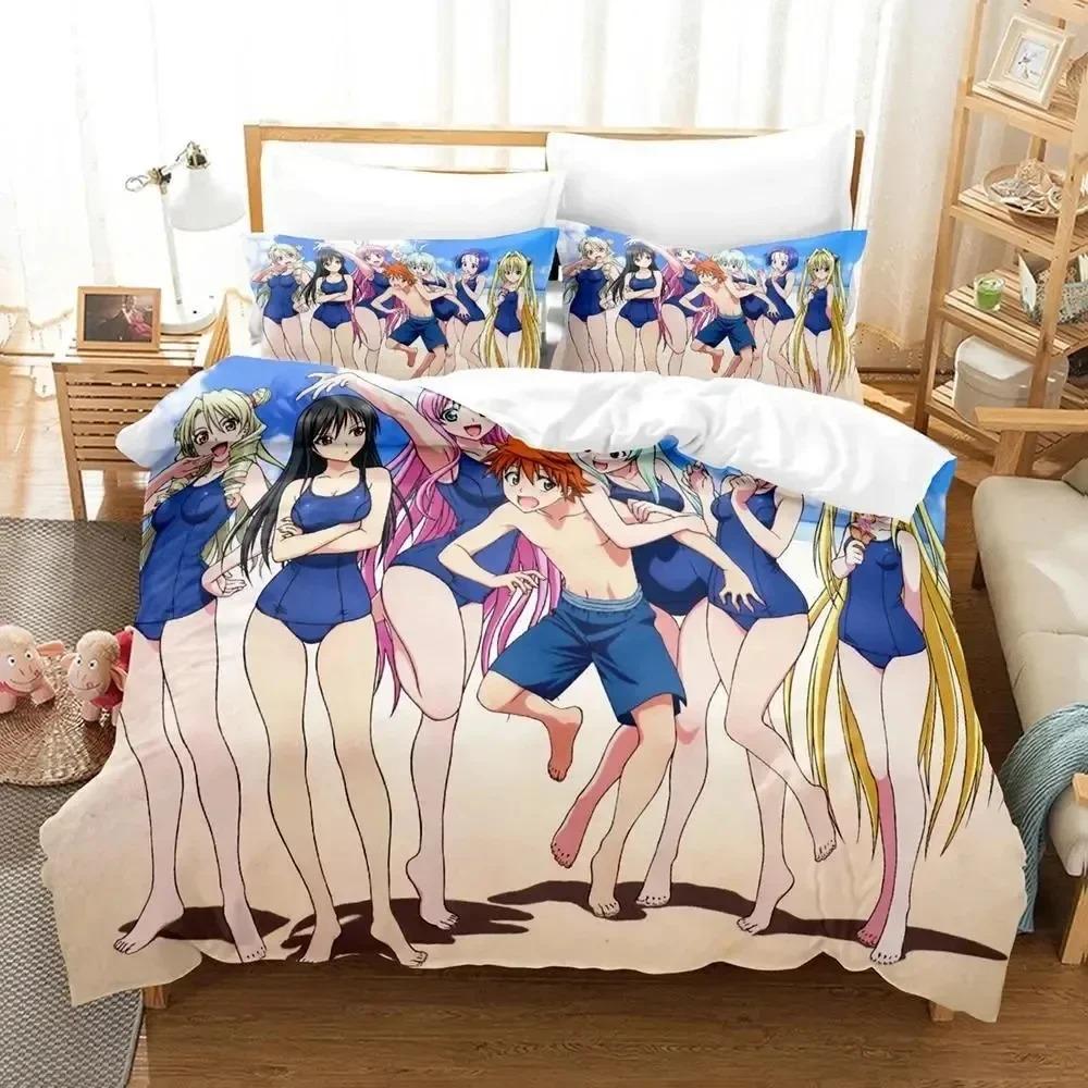 Anime Yami To LOVE-Ru Zestaw Pościeli Poszwa na Kołdrę Zestaw do Łóżka Poszwa na Kołdrę Poszewka Kołdra Rozmiar King Queen Chłopcy Dorośli