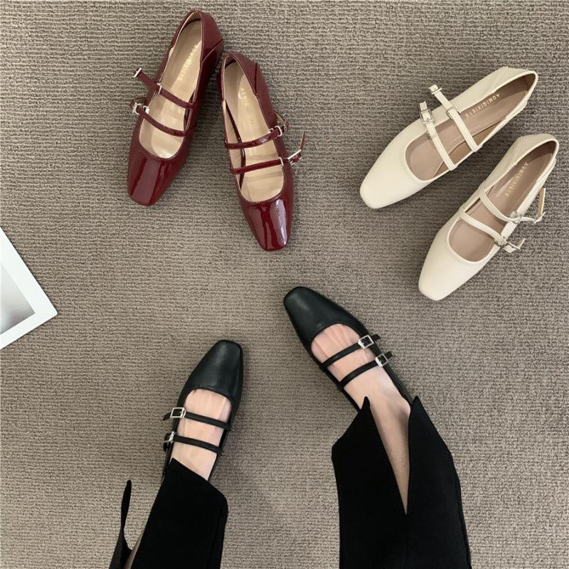 2025 Spring and Autumn New Design Sense French Retro Mary Jane Flats Single Shoes One Word with Buckle Women's Shoes