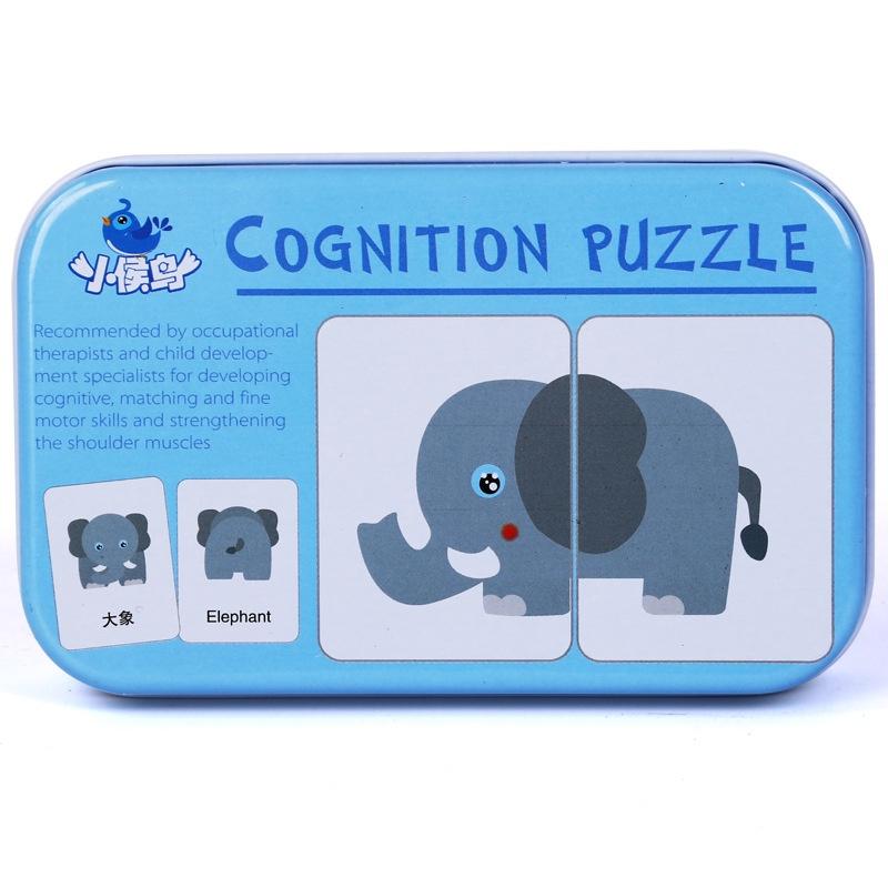 Engaging Baby Learn English Pair Puzzle Montessori Cognitive Card Educational Toy For Infants Animal-32pcs