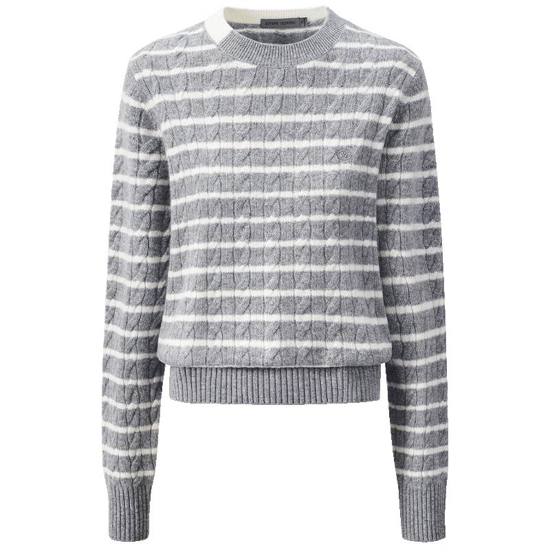 GIOVANNI VALENTINO Women's Striped 100% Wool Round Neck Sweater