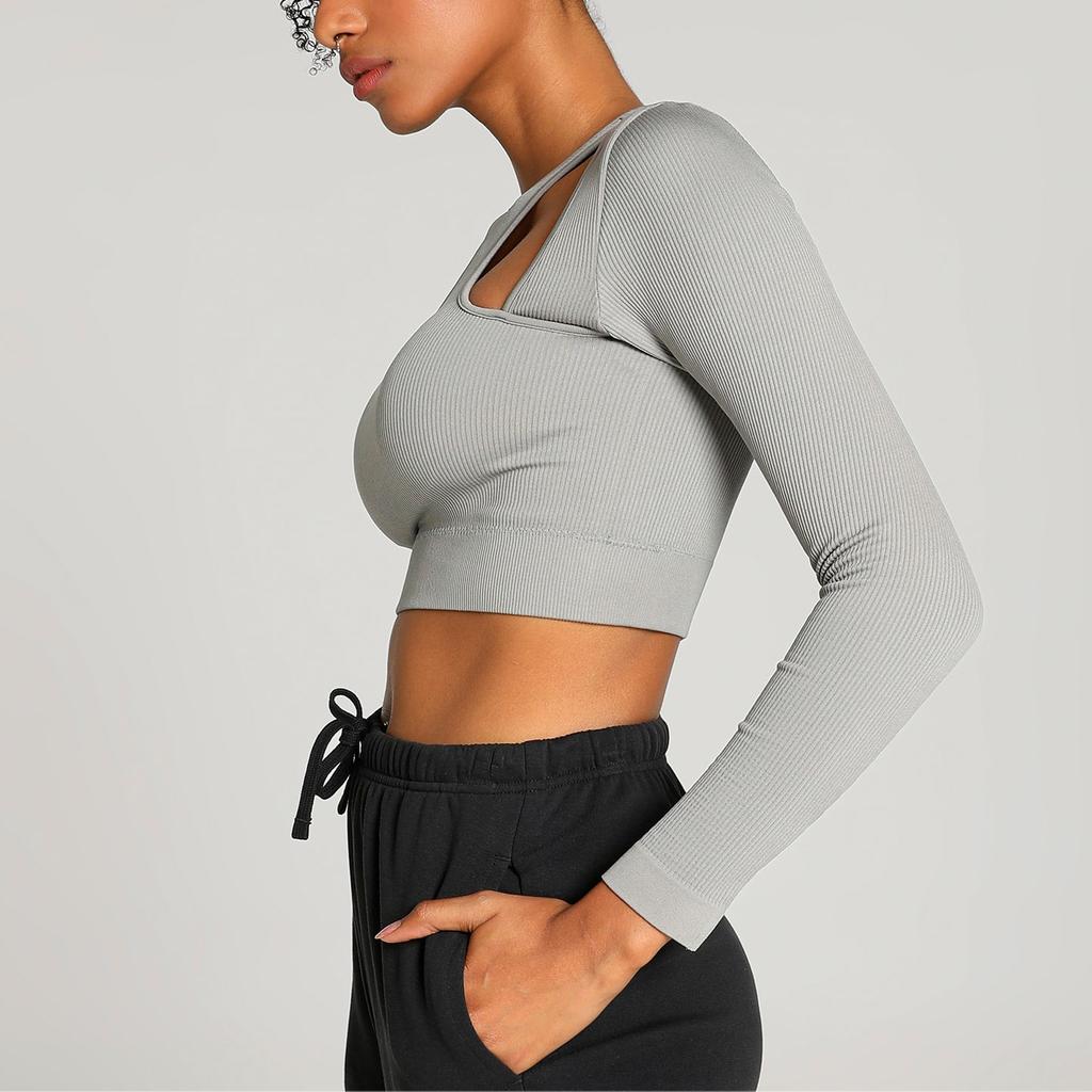 Puma Dare To Muted Motion Pullover Slim Fit Round Neck Long Sleeve T-Shirt Women Tops Storm-Gray 627984-62