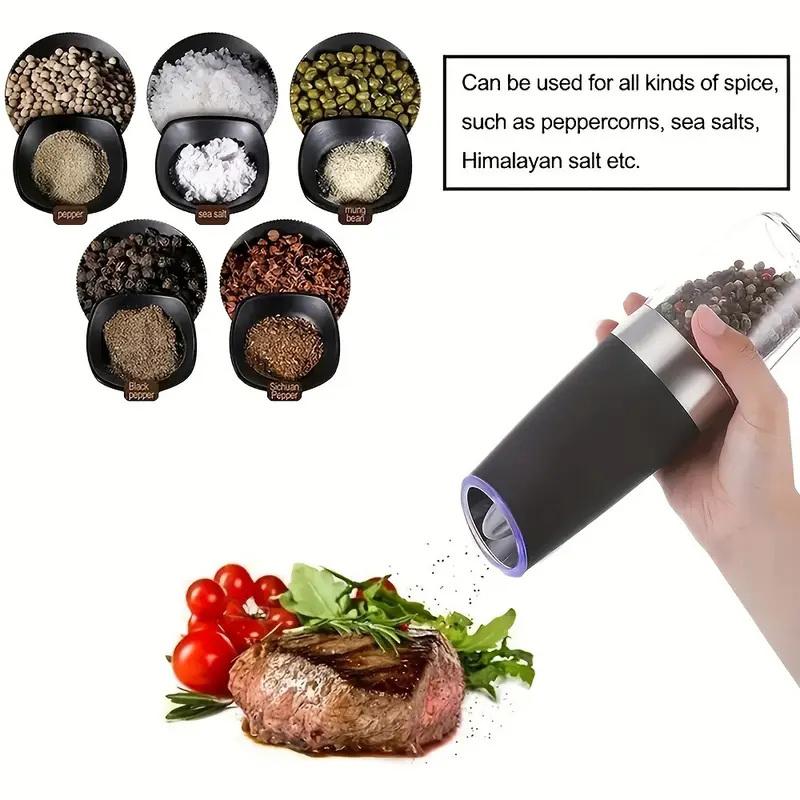 Electric Pepper Grinder Salt And Pepper Grinder Adjustable Coarseness Spice Mill With Led Light Kitchen Tool