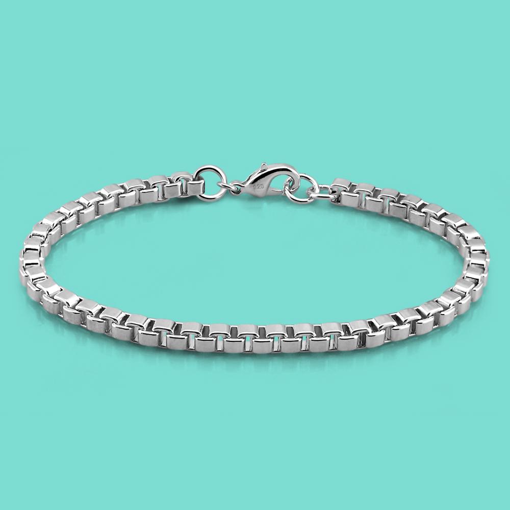 

Новое поступление унисекс, браслет из стерлингового серебра 925 пробы, мужской классический браслет диаметром 4 мм, оригинальная серебряная цепочка-коробка, минималистичные мужские/женские ювелирные изделия