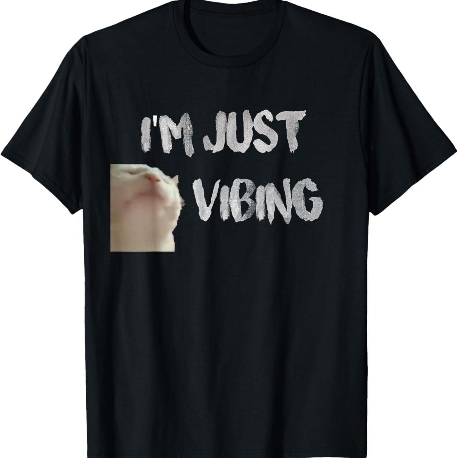 Cat just vibing meme T-Shirt S чёрный