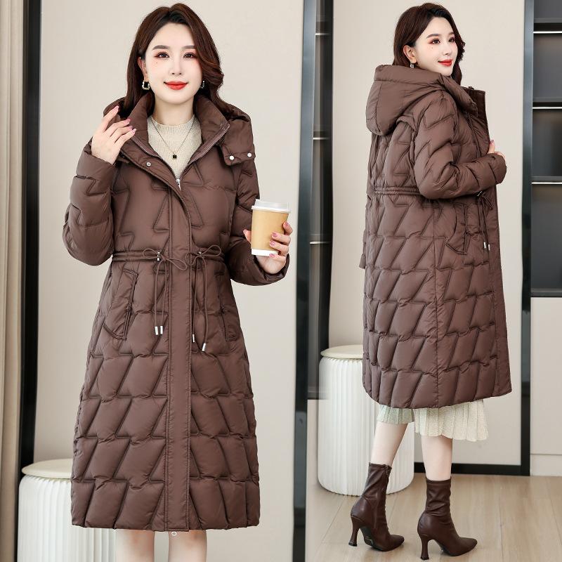 Cold-proof casual down cotton jacket, over-the-knee cotton jacket, women's long padded jacket, winter new thickened slim Korean version