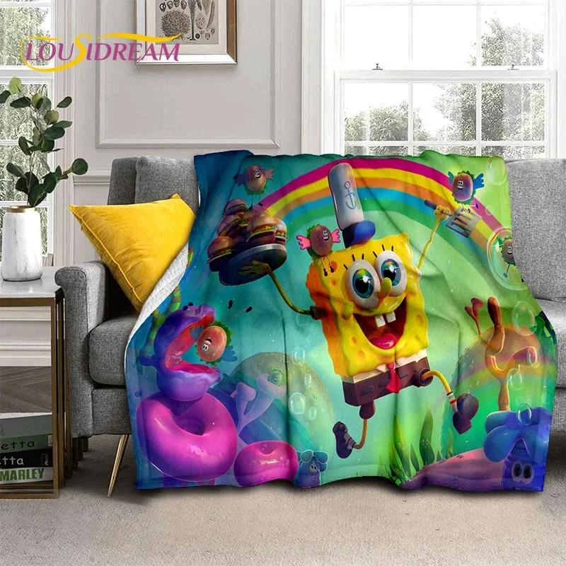 Funny S-SpongeBob Patrick Star Cartoon Soft Flannel Blanket for Beds Bedroom Sofa Picnic,Throw Blanket for Outdoors Leisure Gift