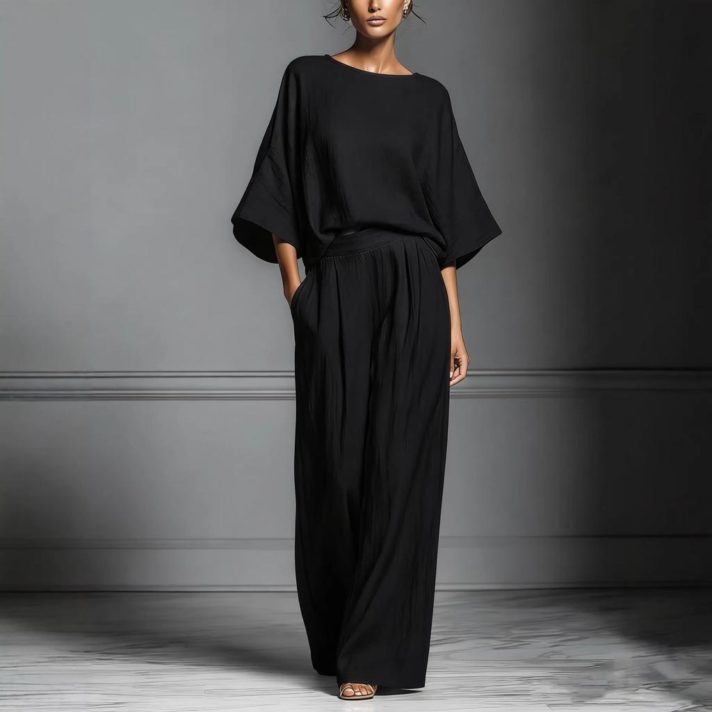 Spring and summer European and American foreign trade new women's clothing fashionable and elegant horn sleeve linen suit
