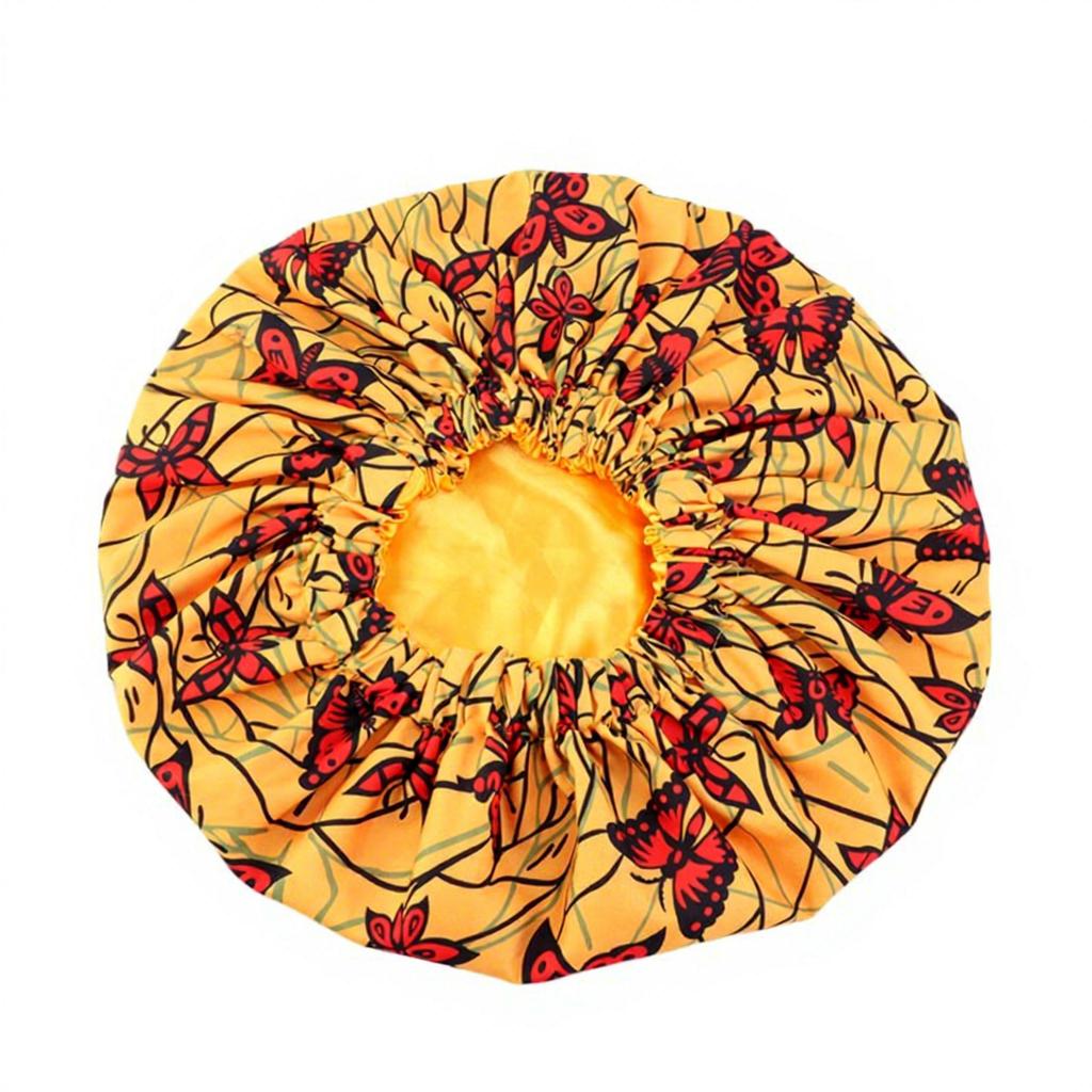 Custom Logo African Print Satin Bonnet Adjustable Double Layer Hair Bonnet Curly Hair Reversible Silky Sleep Cap Night Wrap