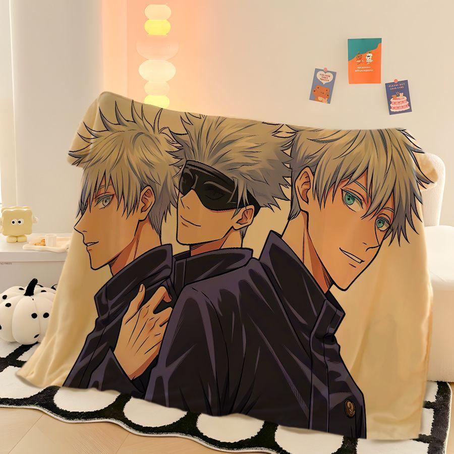 Cool Jujutsu Kaisen Gojo Satoru creative anime cartoon printed pattern fashion personality soft skin-friendly flannel blanket