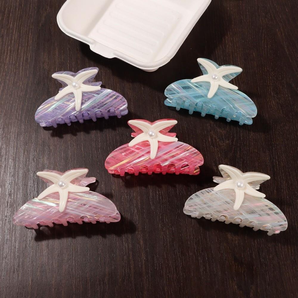 Large Starfish Hair Grab Colorful Acrylic Shark Clip Personalized Pearl Hair Claw  Girls
