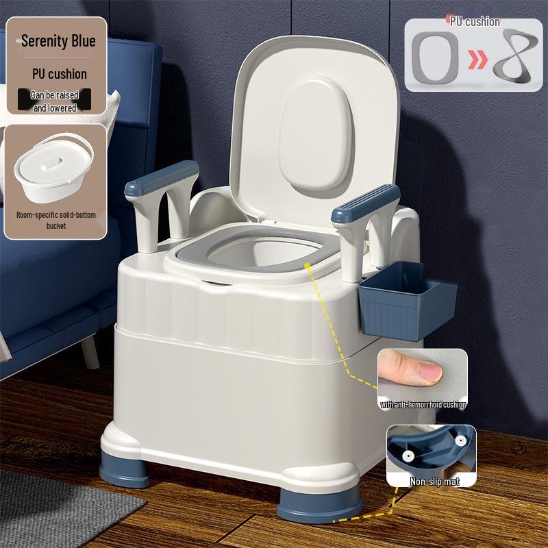 Portable Toilet Chair with Armrests for Elderly, Indoor Use, Bedside Commode for Pregnant Women.