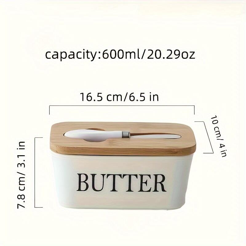 Ceramic Butter Boxes Dishes Cans Cheese Trays Vertical Containers Kitchen Food Storage Containers with Round Wooden Covers Boxes
