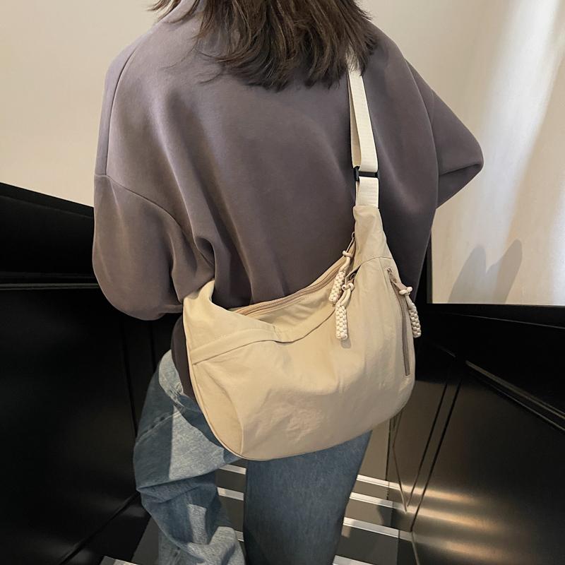 Hobo Bag Women's Crossbody Bag Large Capacity Shoulder Bag Solid Color Sports Bag