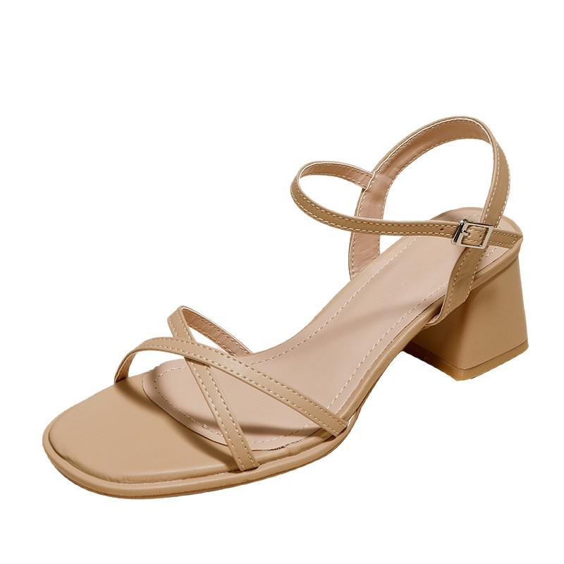 Summer Backless Chunky Heel Sandals for Women – Cross and Single Strap Open Toe with Soft Thick Sole.